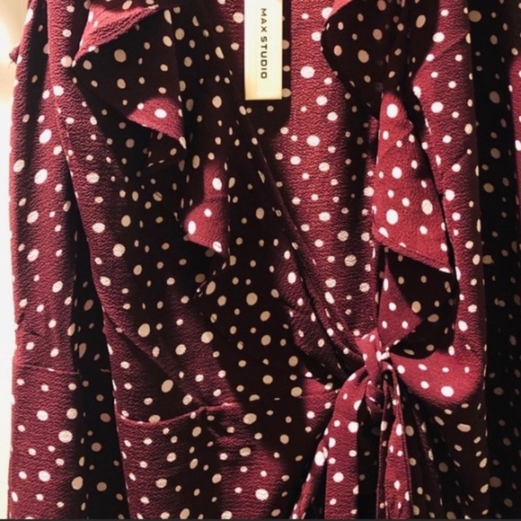 NWT Max Studio Ruffle Dot Wrap Dress Small S - Picture 4 of 6